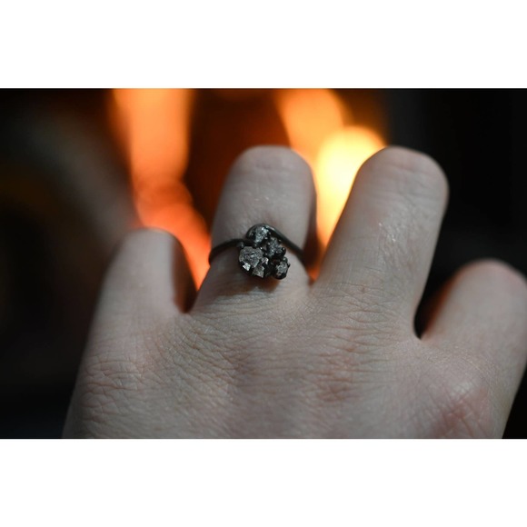 Oxidized Engagement Ring Solid Sterling Silver Wedding Band Filigree Sty… - Picture 4 of 6